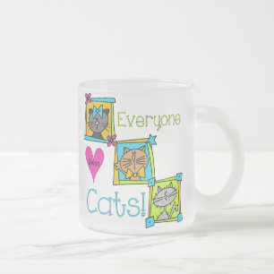 Caneca De Café Vidro Jateado Todo Mundo Adora Gatos