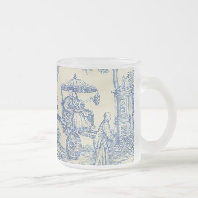 Caneca De Café Vidro Jateado Toile azul chinês (Direita)