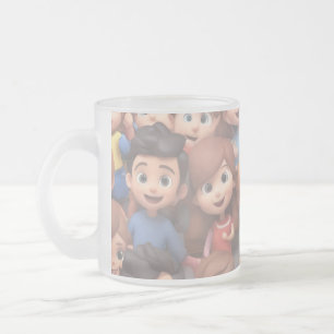 Caneca De Café Vidro Jateado Tons de Crianças Encantadoras