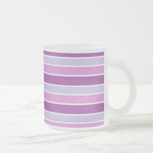 Caneca De Café Vidro Jateado Tons de Listras Roxas