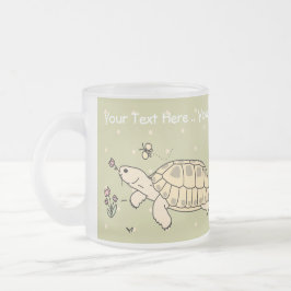 Caneca De Café Vidro Jateado Tortoise Russa Personalizável