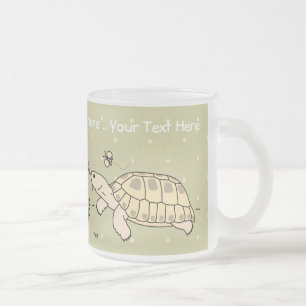 Caneca De Café Vidro Jateado Tortoise Russa Personalizável