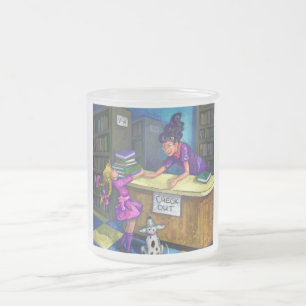 Caneca De Café Vidro Jateado Trabalho de arte de Saída de Biblioteca