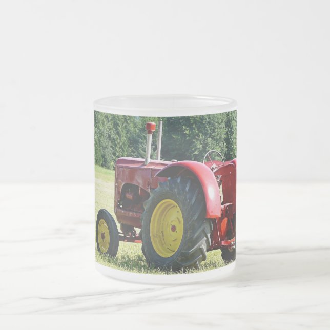 Caneca De Café Vidro Jateado Trator de fazenda vermelho antigo (Centro)