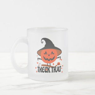 Caneca De Café Vidro Jateado Treck Trat Pumpkin sorrindo