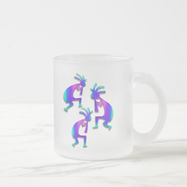 Caneca De Café Vidro Jateado Três Kokopelli #37 (Direita)