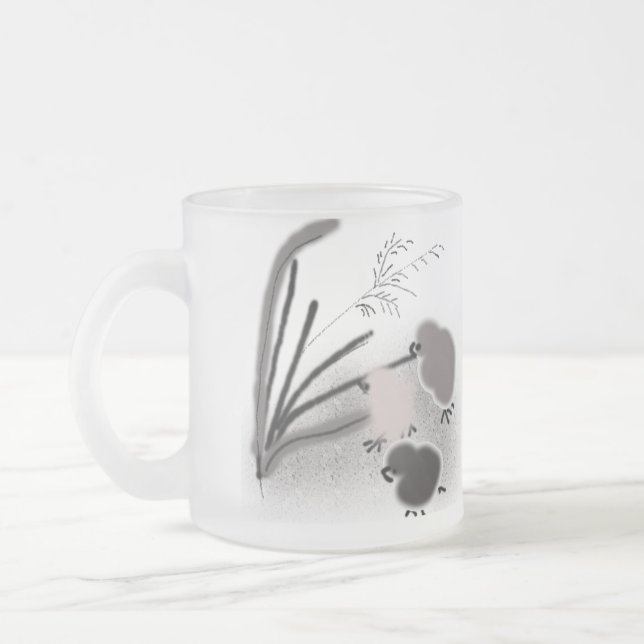Caneca De Café Vidro Jateado Três pequenos pintinhos (Esquerda)