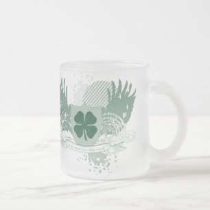 Caneca De Café Vidro Jateado trevo de quatro folhas. um mais para a estrada