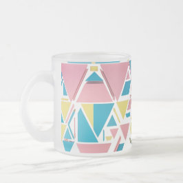 Caneca De Café Vidro Jateado Triângulos Geométricos de Pastel - Fosco Retroativ
