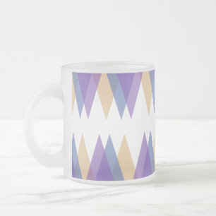 Caneca De Café Vidro Jateado Triângulos roxos, azuis e amarelos