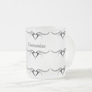 Caneca De Café Vidro Jateado triplos corações tribais rolando