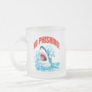 Caneca De Café Vidro Jateado Tubarão Sem Phishing Divertido