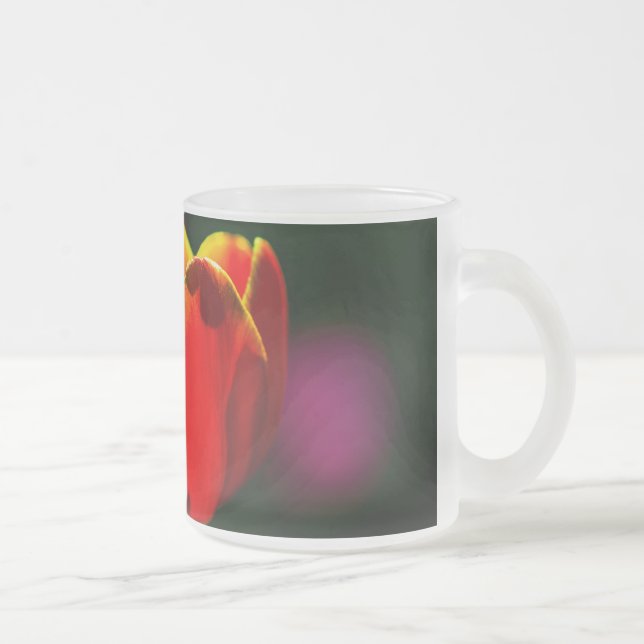 Caneca De Café Vidro Jateado tulipa vermelha (Direita)