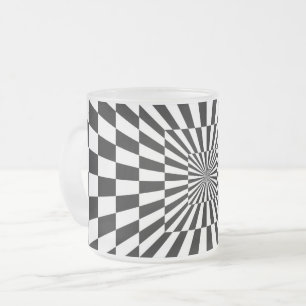 Caneca De Café Vidro Jateado túnel de chessboard com ilusão óptica