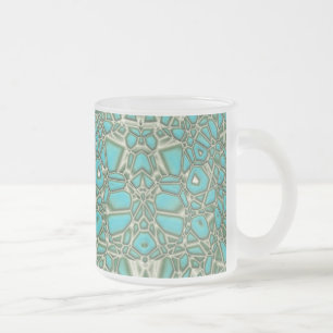 Caneca De Café Vidro Jateado Turquesa (caneca gelado)