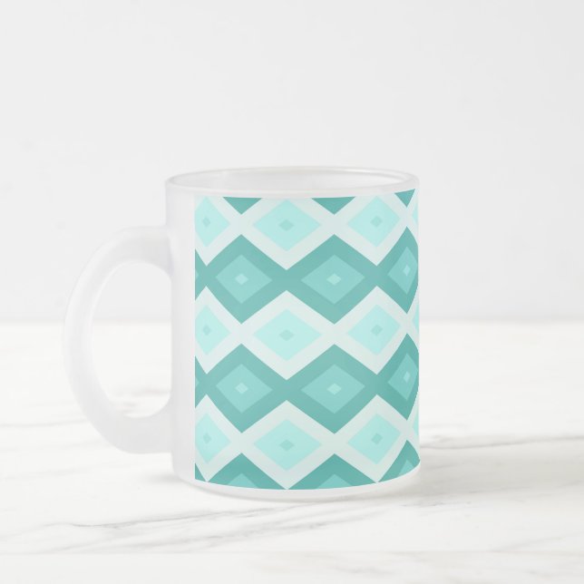 Caneca De Café Vidro Jateado Turquoise diamond pattern (Esquerda)