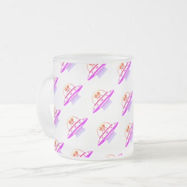 CANECA DE CAFÉ VIDRO JATEADO UFO PETS (Frente Esquerda)
