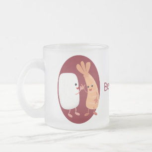 Caneca De Café Vidro Jateado Um desenho animado de amigos de camarão de sushi