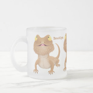 Caneca De Café Vidro Jateado Um desenho animado de lagarto de dragão barbudo