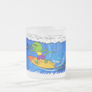 Caneca De Café Vidro Jateado Um desenho animado de lagarto-do-pescoço