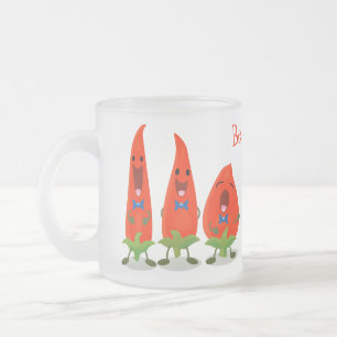 Caneca De Café Vidro Jateado Um desenho animado de pimentões cantando pimentões