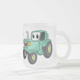 Caneca De Café Vidro Jateado Um desenho animado verde e bonito
