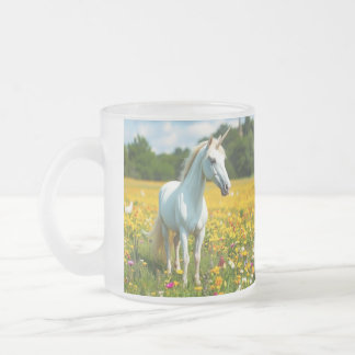 Caneca De Café Vidro Jateado Unicórnio