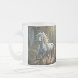Caneca De Café Vidro Jateado Unicórnio