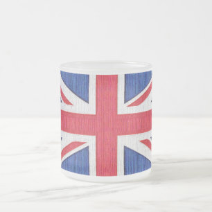 Caneca De Café Vidro Jateado Union Jack - bandeira do Reino Unido