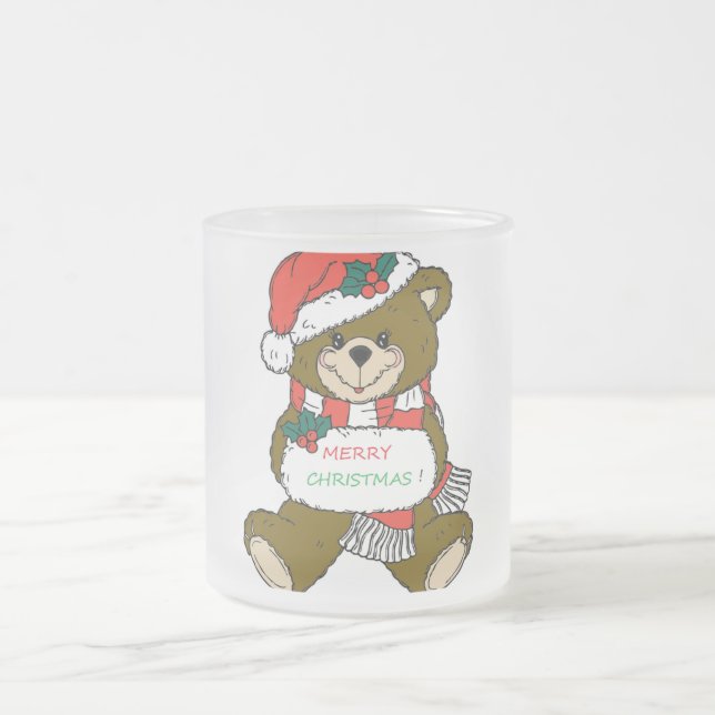 CANECA DE CAFÉ VIDRO JATEADO URSINHO "FELIZ NATAL" (Centro)