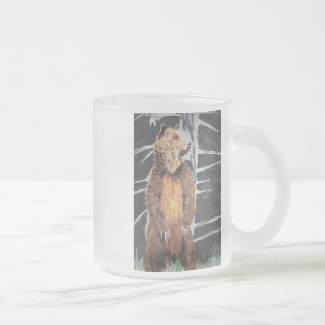 Caneca De Café Vidro Jateado Urso de Grizly (Direita)