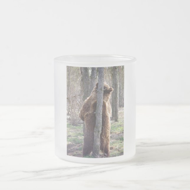 Caneca De Café Vidro Jateado Urso de urso que risca um comichão (Centro)
