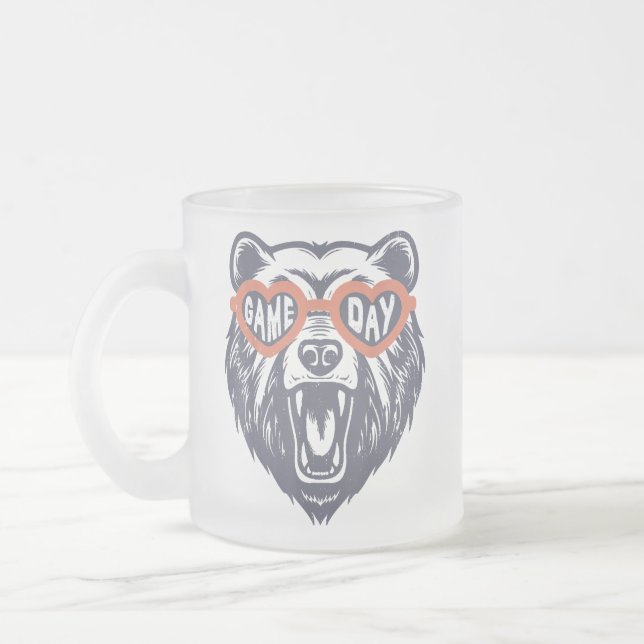 Caneca De Café Vidro Jateado Urso do Dia do Jogo (Esquerda)