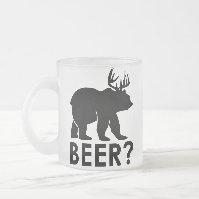 Caneca De Café Vidro Jateado Urso Engraçado, Cervejeira (Esquerda)
