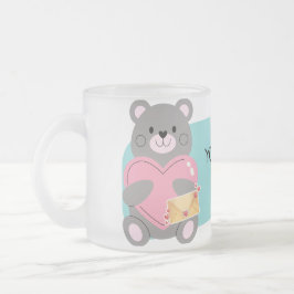 CANECA DE CAFÉ VIDRO JATEADO URSO  PERSONALIZÁVEL