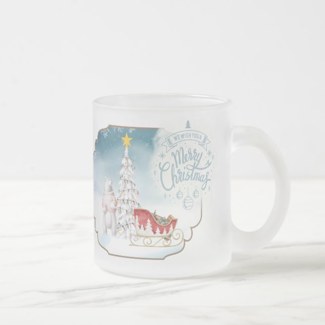 Caneca De Café Vidro Jateado Urso Polar e Fosco-Lama (Direita)