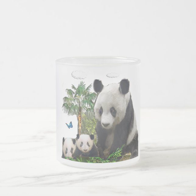 Caneca De Café Vidro Jateado Ursos Panda (Centro)