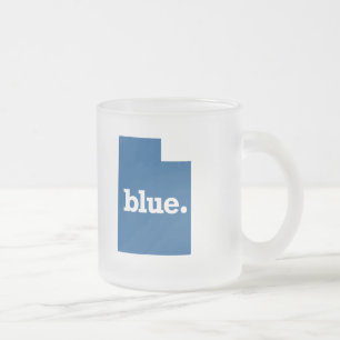 CANECA DE CAFÉ VIDRO JATEADO UTAH ESTADO AZUL