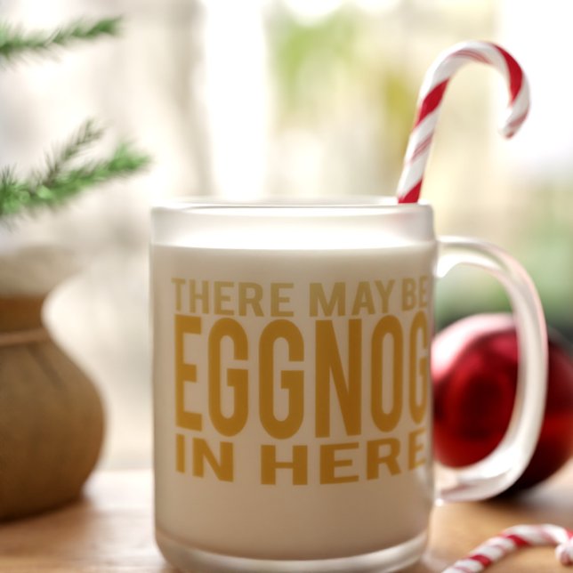 Caneca De Café Vidro Jateado Vaca aqui, Fosco engraçada. (There may be eggnog in this frosted glass mug and it's all yours!)
