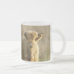 Caneca De Café Vidro Jateado Vaca Highland
