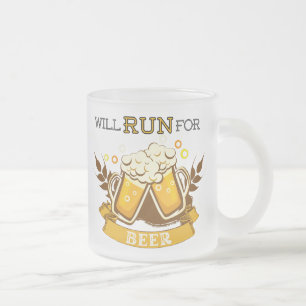 Caneca De Café Vidro Jateado Vai correr para a cerveja, correndo design