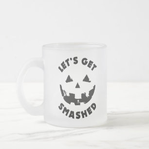 Caneca De Café Vidro Jateado Vamos Esmagado - citação do Dia das Bruxas
