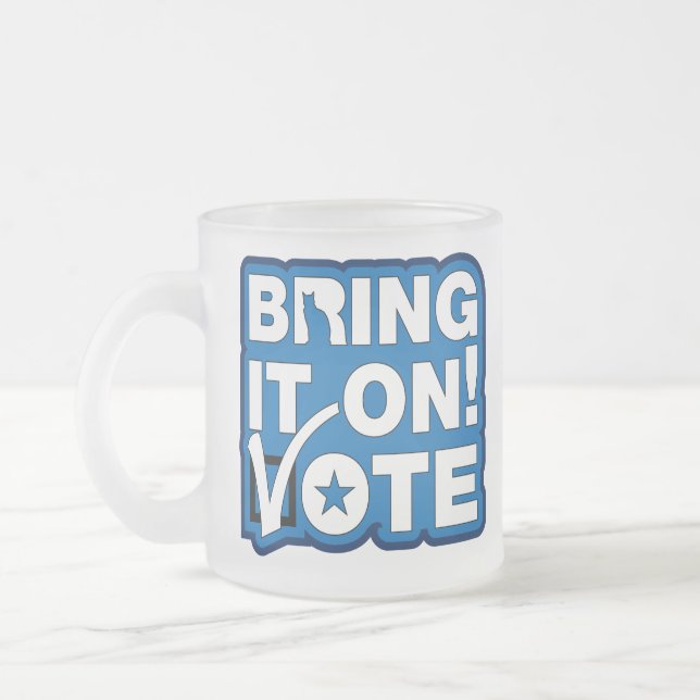 Caneca De Café Vidro Jateado Vamos! VOTAÇÃO (Esquerda)