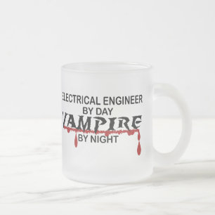 Caneca De Café Vidro Jateado Vampiro do engenheiro electrotécnico em a noite