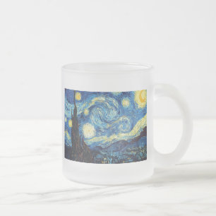 Caneca De Café Vidro Jateado van gogh a noite estrelada 1889 Arte Vintage