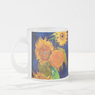 Caneca De Café Vidro Jateado Van Gogh Sunflower