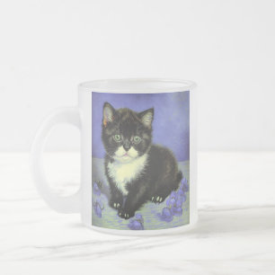 Caneca De Café Vidro Jateado Van Gogh Tuxedo Kitten
