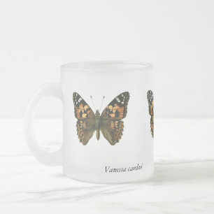 Caneca De Café Vidro Jateado Vanessa cardui - A Borboleta-Dama Pintada