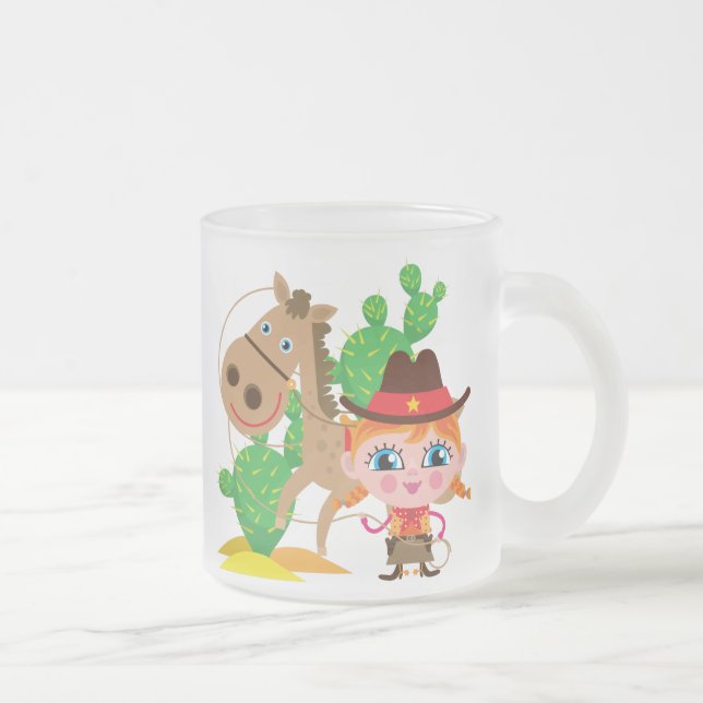 Caneca De Café Vidro Jateado Vaqueira e cavalo (Direita)