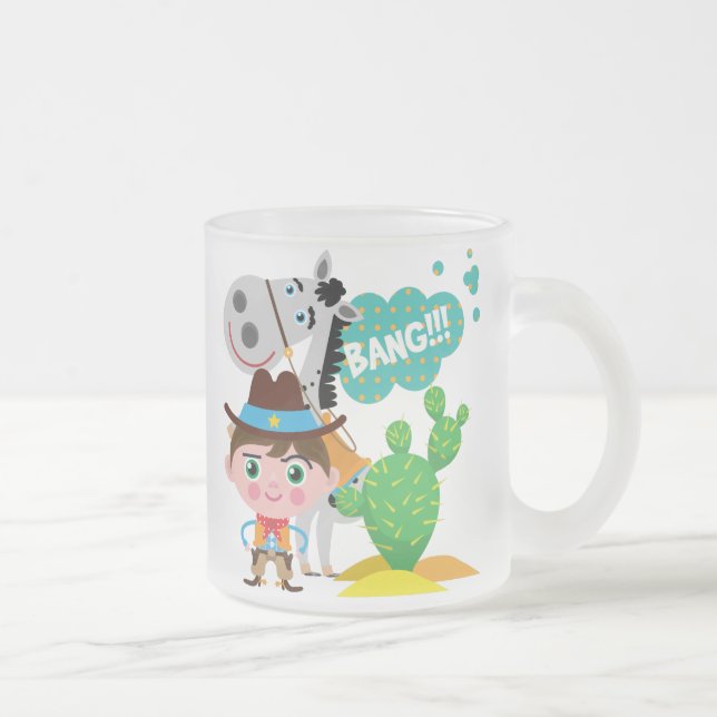 Caneca De Café Vidro Jateado Vaqueiro e cavalo (Direita)